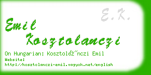 emil kosztolanczi business card